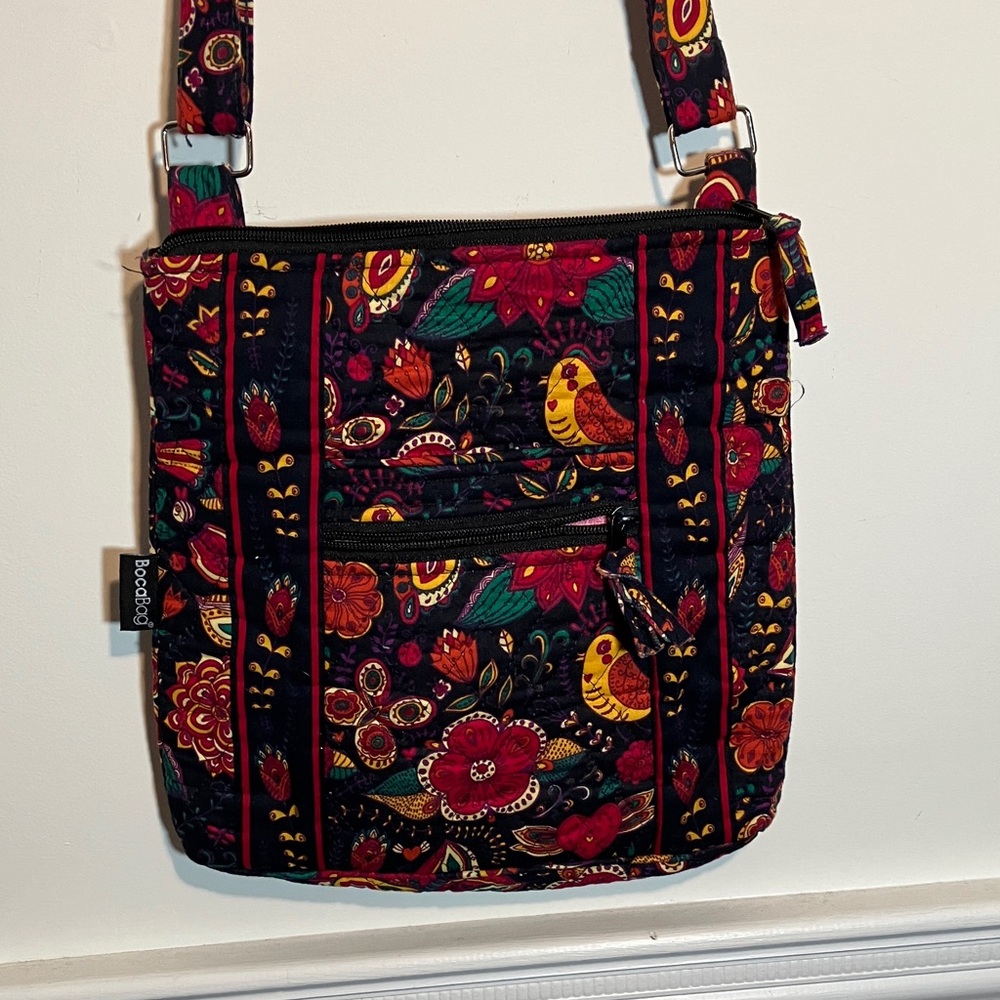 Bocabag Multicolor Floral Bird Crossbody Bag